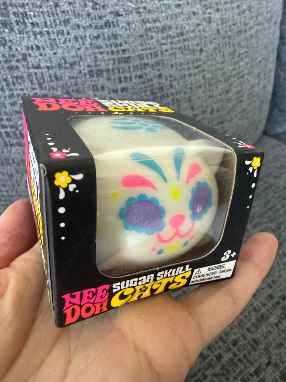 Nee Doh Sugar Skull Cat – White Kids Stress Toy